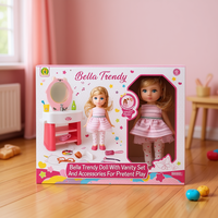 Muñeca de Plástico Bella Trendy con Set de Maquillaje y Accesorios para Juego de Imitación de 4 a 6 Años