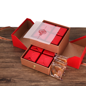 High Grade <strong>Red</strong> Velvet Double Door Design Large Capacity Tea Tube Packaging <strong>Box</strong> Mooncake <strong>Box</strong> Sliding Drawer Gift Paper Boxes - Product Image 5