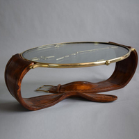 Table basse en verre au design créatif médiéval italien, table de salon en bois massif pour villa et maison, table à thé de style avancé