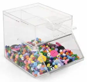 Custom stackable clear acrylic candy bin perspex candy container box with lid