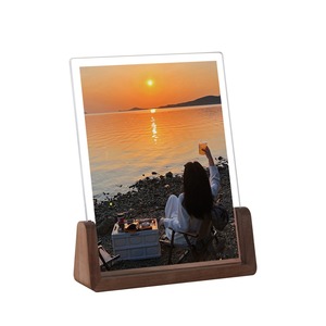 Solid Wood Base U-shaped Photo <b>Frame</b> Stand 6-inch 7-inch 8-inch Acrylic Photo <b>Frame</b> Creative Photo Walnut <b>Frame</b> - Product Image 2