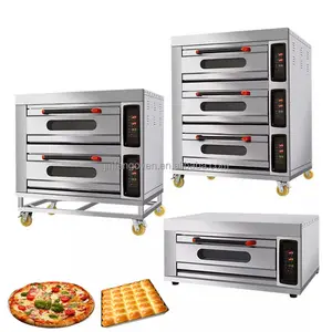 3 Deck 9 Nampan Komersial Pizza Oven Gas Mesin Roti/Roti Oven Bakery