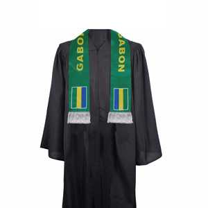 Écharpe drapeau GABON vente en gros de produits d'encouragement football personnalisés Écharpe drapeau national Écharpes châle à pompons - Product Image 5