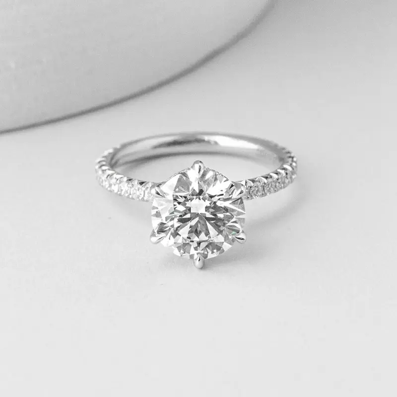 순수한 흰색 14K 골드 2.5 캐럿 VVS moissanite 다이아몬드 숨겨진 후광 약혼 결혼 기념일 반지