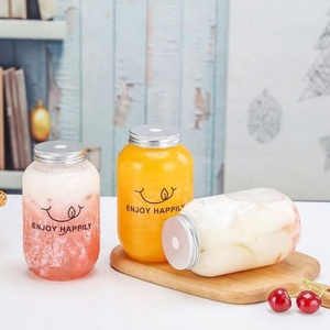 Bouteilles en plastique vides RTS, jolies bouteilles transparentes pour thé au lait, gobelets en PET jetables pour jus de fruits, boissons, bouteilles en plastique - Product Image 4