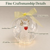 Boule de Noël en verre LED faite à la main, ornement ange, globe à neige, dôme lumineux en cristal, flocon de neige, décoration suspendue