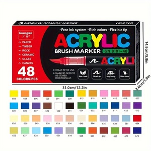 ปากกาสีอะคริลิค 48 สี ปากกาสีอะคริลิคคุณภาพสูงสำหรับพื้นผิวส่วนใหญ่ อุปกรณ์ศิลปะสำหรับงานฝีมือทำเอง - Product Image 1