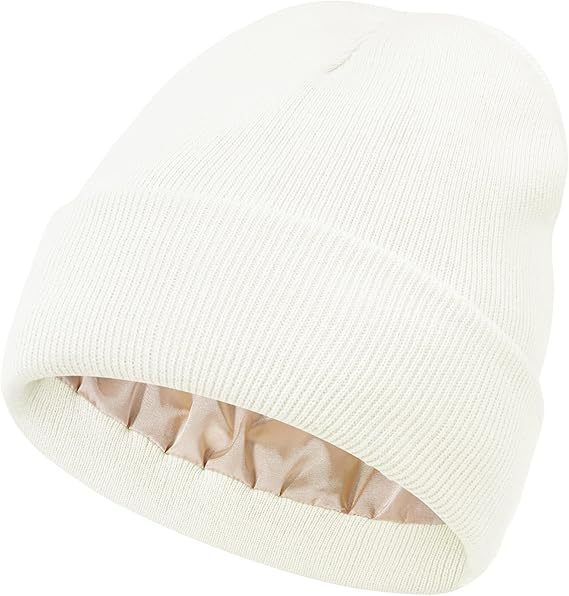 Satin Lined Beanie Hats for Men Women Winter Warm Knitted  display picture 2