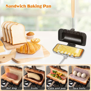 Poêle à sandwich double face antiadhésive pour la cuisson des toasts et des omelettes, résistante aux hautes températures, compatible gaz, vente en gros - Product Image 4