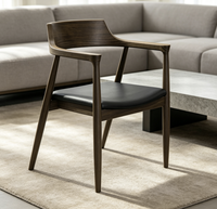 Chaise de salon et chambre à coucher moderne en bois, avec dossier, design simple, en cuir, écologique, pour villa, appartement, hôtel