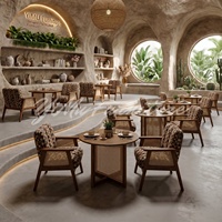 Ensemble table et chaises de style montagne pour restaurants, salons de thé, pâtisseries et cafés – Bois massif, dossier en éponge haute densité