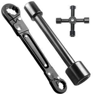 Jeu de clés à écrous évasées double extrémité pour plomberie et réparation automobile avec douille et clé cruciforme - Product Image 1
