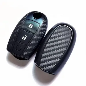 Yeni karbon yumuşak silikon akıllı araba anahtarı cüzdan çift koruma silikon araba anahtarı kapağı Suzuki için