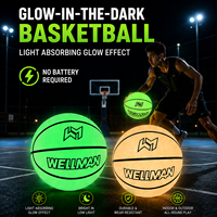 Ballon de basketball PU phosphorescent avec surface photoluminescente absorbant la lumière, sans batterie, pour sports nocturnes, coffret cadeau