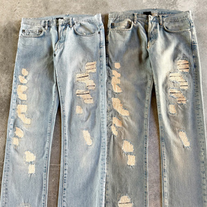 Jeans <span class=keywords><strong>de</strong></span> Mezclilla 100% Algodón <span class=keywords><strong>de</strong></span> Alta Calidad Personalizados OEM para <span class=keywords><strong>Hombre</strong></span>, Estilo Vintage Recto <span class=keywords><strong>de</strong></span> Moda, Jeans Rotos Bordados con Estampado <span class=keywords><strong>de</strong></span> Talla Grande - Product Image 2
