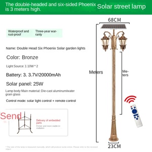 Lampadaire de jardin extérieur double lanterne LED IP66 à alimentation CA avec détecteur de mouvement, poteau métallique résistant aux intempéries, intensité variable, éclairage 10 ans - Product Image 5