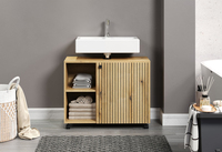 Vente en gros directe d'usine de meubles de salle de bain design à rainures de style européen Meubles de salle de bain en chêne Evoke