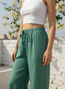 <b>Women</b> Rayon Staple <b>Trousers</b> <b>Lightweight</b> Soft Fabric Breathable Comfortable Casual Pants For <b>Summer</b> Daily Wear And Office Use - Product Image 3