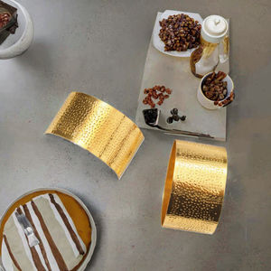 Anillos de Servilleta de Metal con Puntos Creativos, Diseño Clásico con Galvanoplastia Texturizada para Decoración de Mesas de Hotel - Product Image 2