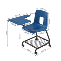 Chaise de formation ergonomique moderne en plastique écologique avec tablette d'écriture pliable et support de tablette verrouillable pour étudiant