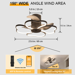 Ventilador de Techo Empotrado Silencioso con Control Inteligente Moderno, 6 Velocidades de Viento, Luz LED Inteligente Delgada, Eléctrico, para Hotel, Dormitorio, Exterior, Metal - Product Image 4