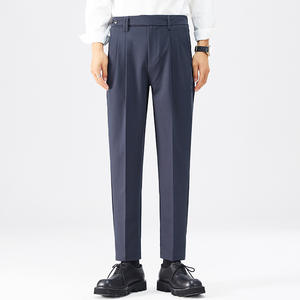 Venta caliente Pantalones de hombre Dobles pliegues Sueltos Drapeado Pantalones casuales de negocios Pantalones de cintura alta. - Product Image 5