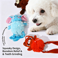 Jouet en peluche pour chien, modèle animal à corps bouclé et poils longs, Panda roux, Ours, Éléphant, doux, à mâcher et couineur, 3 styles, vente en gros, personnalisable