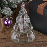 Vente en gros de pots de rangement en verre transparent en forme de sapin de Noël, récipients à bougies saisonniers pour la décoration de dîners de mariage