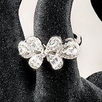Bague en argent S925 de luxe haut de gamme avec zircon 5A, motif trèfle à quatre feuilles, plaquée rhodium, bijoux fins pour mariage féminin, romantique