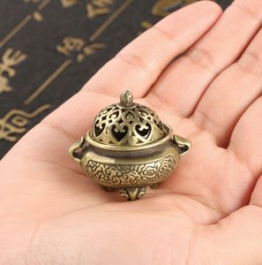 Groothandel Antiek Qing Dynastie Éénpijler Studie Messing Gegraveerd Fijne Kleine Koperen Stukken Mini Koperen Wierookbrander - Product Image 2