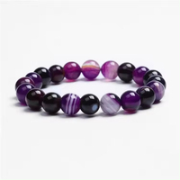 Bracelet en perles d'agate naturelle de haute qualité, rayé, tendance, accessoire ODM pour cadeau, vente chaude, directement de l'usine