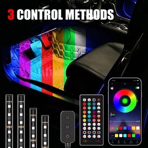 Accessoires d'intérieur de voiture Lumières d'ambiance Bandes lumineuses LED intelligentes Lumière intérieure LED avec application RGB Pédale automatique Décoration de voiture - Product Image 6