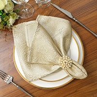 Serviette en polyester jacquard transfrontalière personnalisée haut de gamme pour hôtels, mariages, banquets et restaurants, pliée carrée, motif floral au crochet