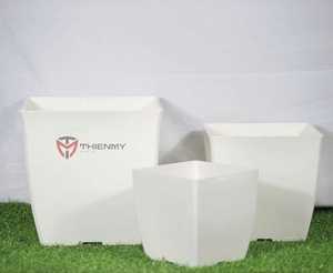 Pot carré V16, V20, V25, blanc, PP, pots de jardin d'extérieur, plantes d'intérieur de qualité, plastique classique, fabrication vietnamienne - Product Image 5