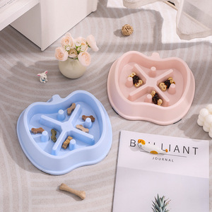 Youcheng Pet Slow Feed Bowl Plastic Anti Tipping Apple Shape <b>Dog</b> Bowl Green Blue <b>Pink</b> - Product Image 3