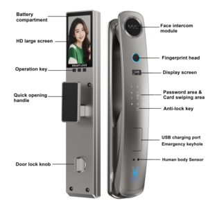 Cerradura Inteligente para Puerta con Huella Dactilar y Reconocimiento Facial, con Cámara, para Puertas <span class=keywords><strong>de</strong></span> Latón/Acero Inoxidable, Almacenamiento en la Nube, Compatible con la Aplicación TUYA - Product Image 4