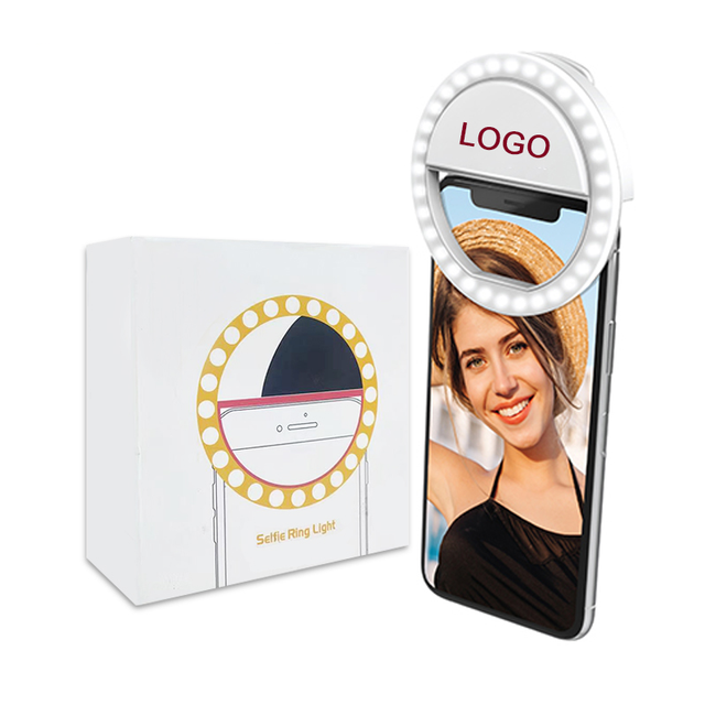 2023 Custom Logo ABS Waterproof Rechargeable Mini Selfie Ring LED Light for Mobile Phone CE/ROHS Certified