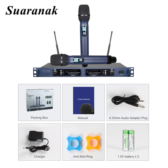SU-500II Professional Dynamic Handheld Wireless Microphone Studio Long Range for Karaoke Singing Wedding DJ Party Speech Church