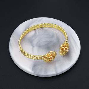 Jxx Wholesale Women's 24K Gold Plated Simple Charm Jewelry <b>Set</b> Flower Pattern Open <b>Bangle</b> Ring for Weddings Parties Gift Giving - Product Image 4