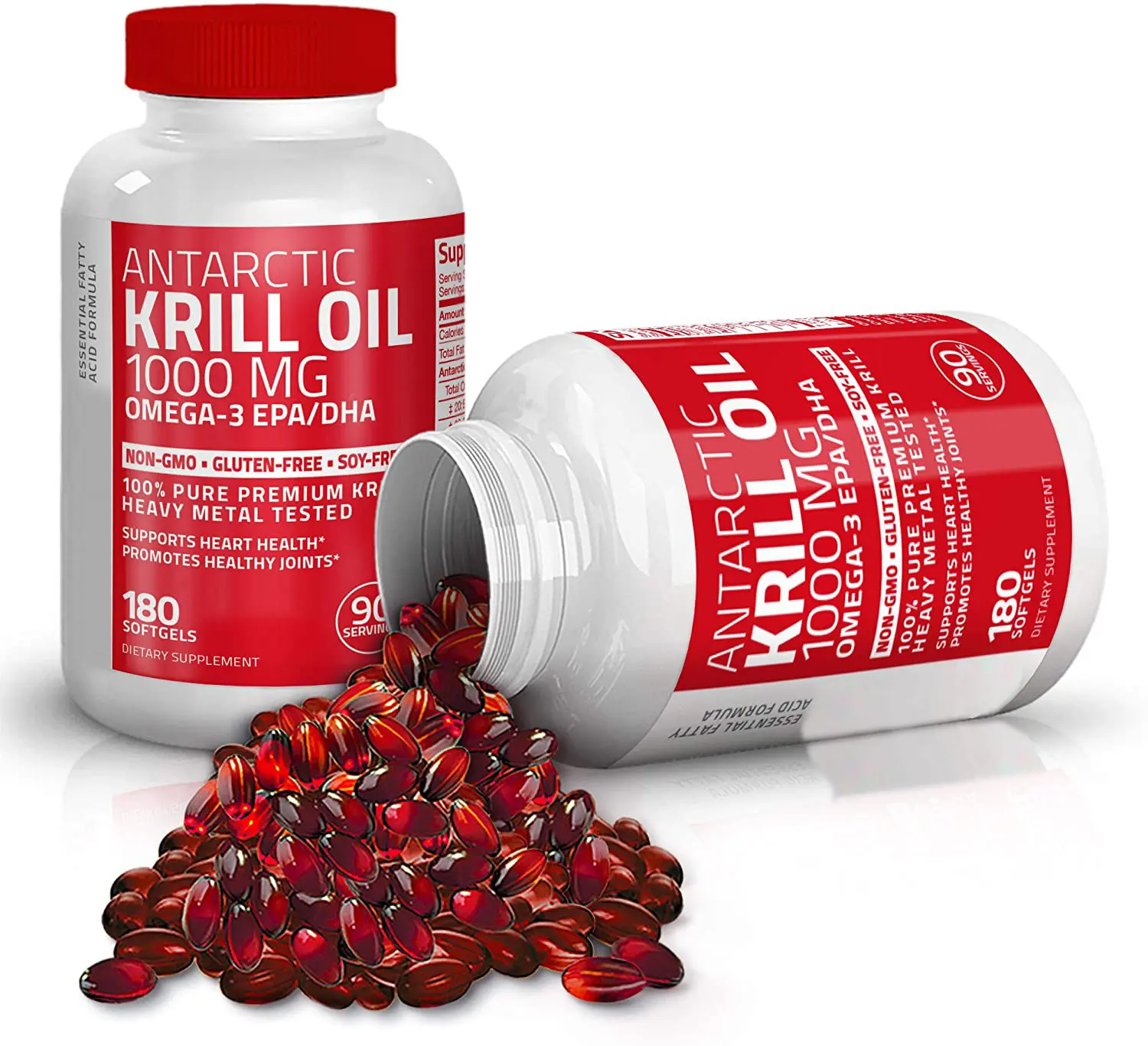 Huile de krill 100% pure premium 1000 mg avec acide gras Omega-3 EPA/DHA astaxanthine Softgels