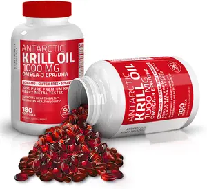100% pure premium krill oil 1000 mg with Omega-3 fatty acid EPA/DHA Astaxanthin Softgels