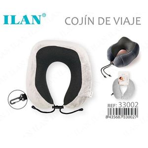 Cuscino da Viaggio Ilan in Viscoelastico Grigio Chiaro, Supporto per il Collo per Viaggi in Aereo e Auto - Product Image 1