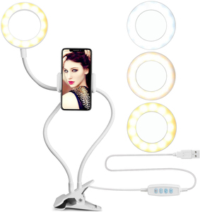 Anneau lumineux <span class=keywords><strong>de</strong></span> <span class=keywords><strong>Table</strong></span> Flexible LED avec support <span class=keywords><strong>de</strong></span> téléphone portable, pour streaming en direct/maquillage, 3 Modes d'éclairage, tout Mobile - Product Image 6