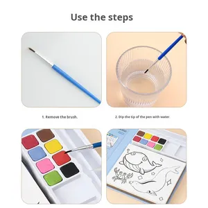 Acquerello piccolo quadrato libro di pittura <span class=keywords><strong>per</strong></span> bambini 24 <span class=keywords><strong>colori</strong></span> Non tossico a base d'acqua materiali libro da colorare - Product Image 4