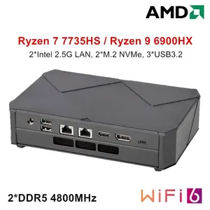 미니 트리 AMD Ryzen 7 7840HS 7735HS 780M DDR5 4800MHz 게임용 미니 PC 2 * M.2 Nvme SSD win11 게이머 휴대용 데스크탑 컴퓨터