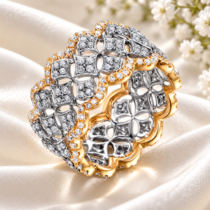 Bague Couronne Nid d'Abeille en Dentelle pour Femme, Bague de Doigt Élégante et Tendance - Product Image 3
