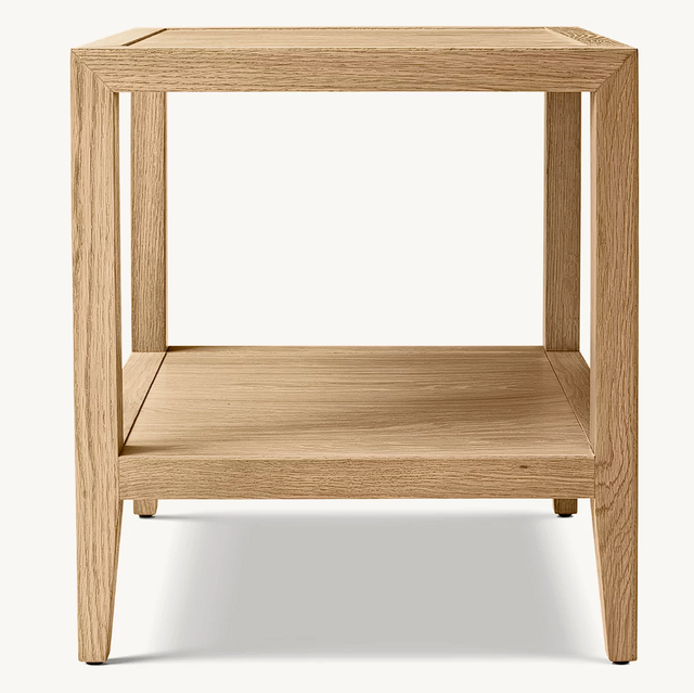 American Home Furniture Minimalist Solid White Oak Two-Layer Storage Square Side End Table for Apartment Living Room Villa