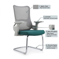 Chaise de bureau moderne en maille chromée avec base pivotante en plastique réglable en hauteur pour usage domestique et commercial