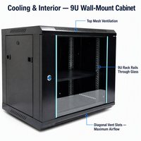 Armoire réseau murale 9U de 19 pouces en acier laminé à froid, coffret serveur intérieur démontable en tôle OEM