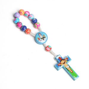 Catholic Crucifix Colorful Polymer <b>Clay</b> Rosary Beads Holy Cross Necklace Bracelet Child-Friendly Baptism Gift <b>Set</b> Beaded Jewelry - Product Image 6